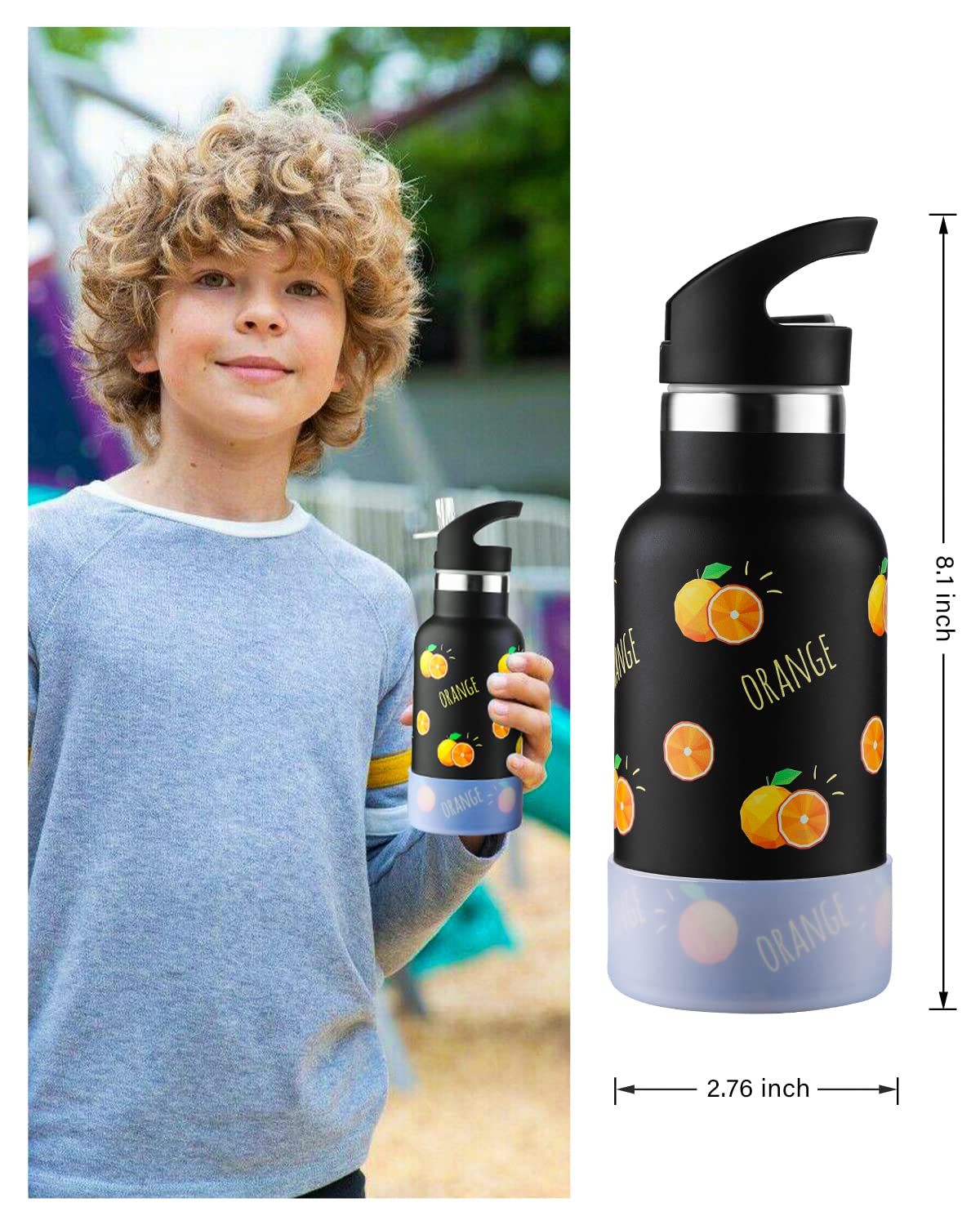 Kerilyn Bouteille D'eau Isotherme De 355 Ml Pour Enfants, Anti-fuite Avec Couvercles à Pailles, Bouteilles D'eau Pour Garçons Et Filles, Bouteille Isotherme Sous Vide En Acier Inoxydable Pour Enfants