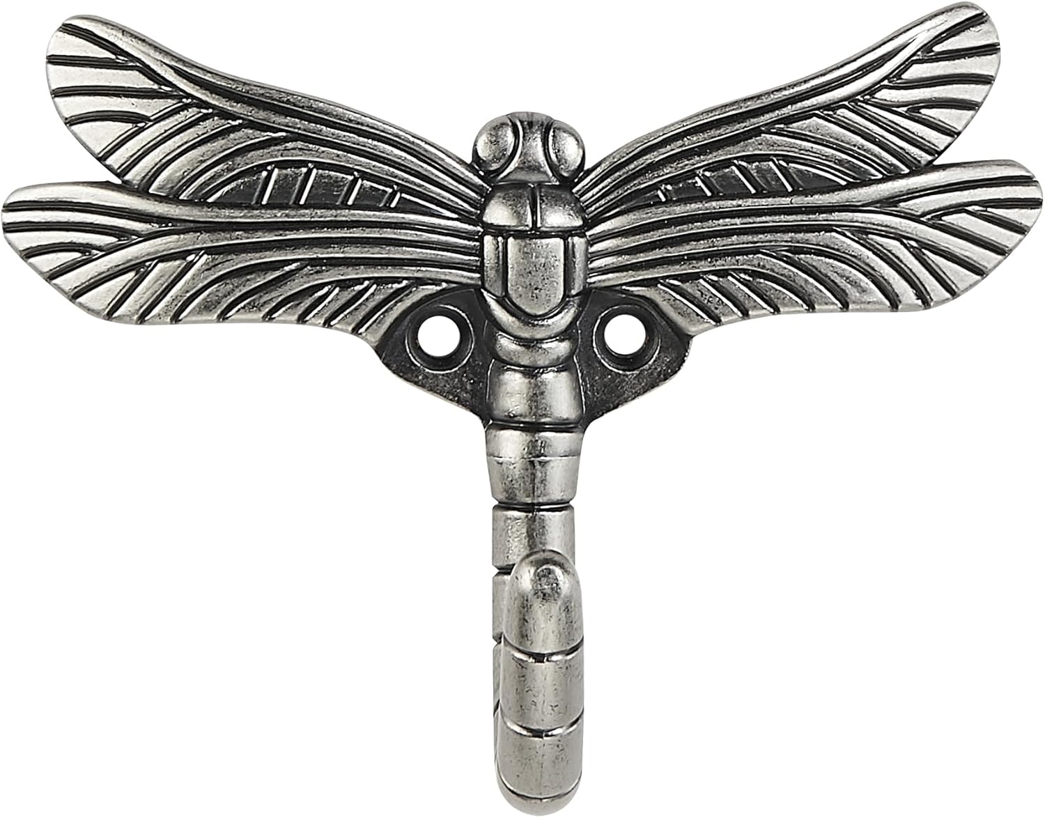 khtumeware 4 Pack Dragonfly Wall Mounted Antique Silver Hooks, Animal Heavy Duty Vintage Decorative Indoor Outdoor Universal for Coat Towel Robe Clothes Hats Bags Keys