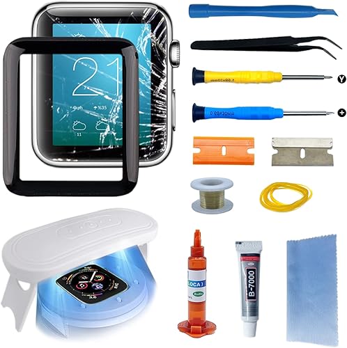 Miniatura 8 de Compatible con Apple Watch 78 de 1.772 in de repuesto de pantalla de lente frontal LED Kit de reparación de vidrio con herramientas e instrucciones