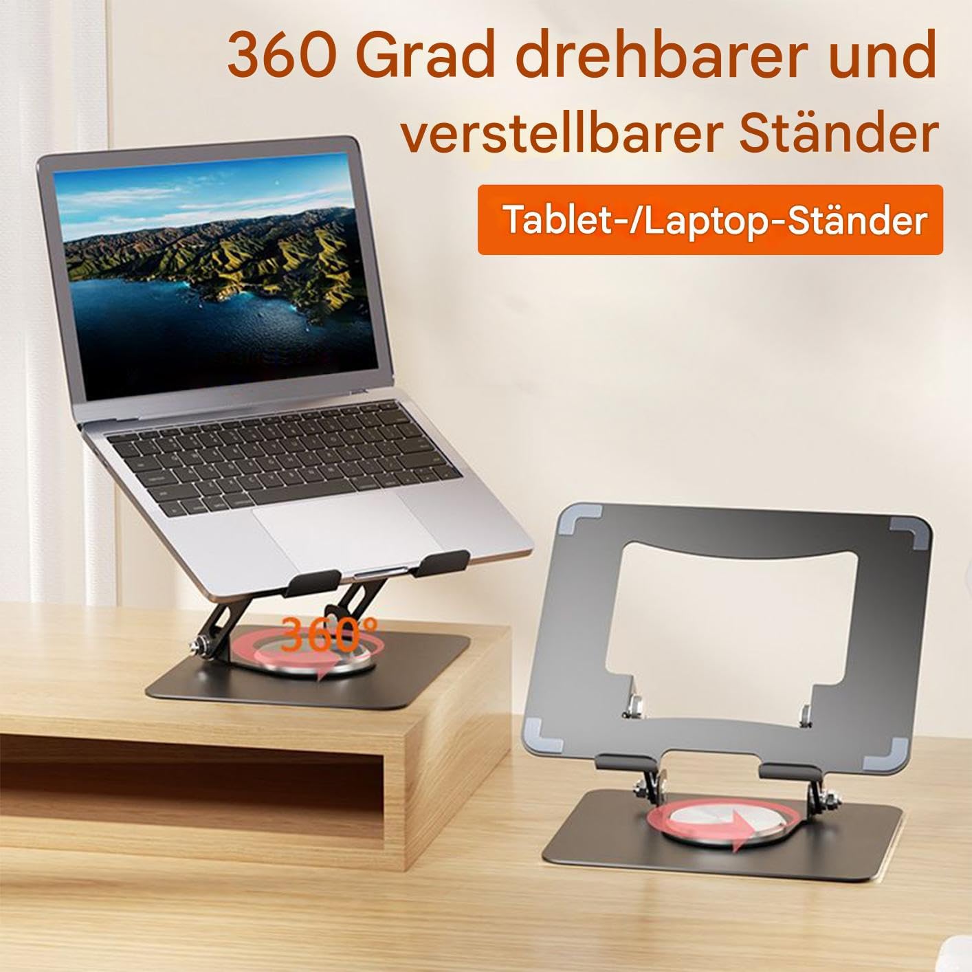 Supporto Regolabile Laptop Portatile Regolabile a Rotazione 360° Ergonomico | Supporto raffreddante notebook per Ufficio Domestico, Studio in Casa, Camera da , Soggiorno, Computer, Laptop