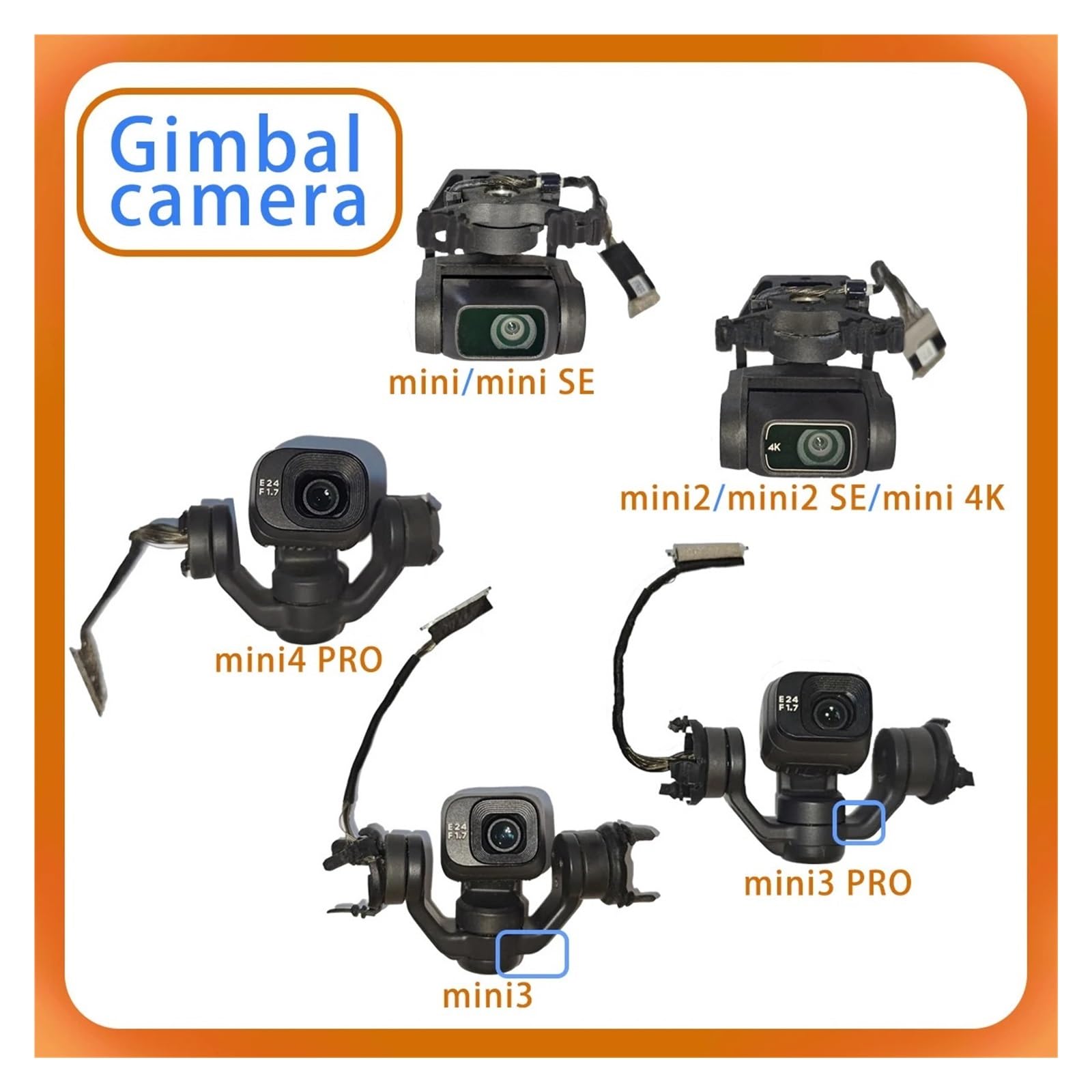 Compatibile con la fotocamera cardanica multimodello DJI | Con braccio, obiettivo, cavo coassiale, adattamento multi-modello, pezzo di ricambio sostitutivo del drone(Mini SE)