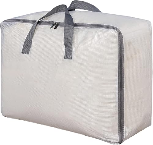 Surblue Organizador de bolsas de almacenamiento de ropa con asas duraderas, tela gruesa, capacidad extra grande, bolsa de armario para manta,