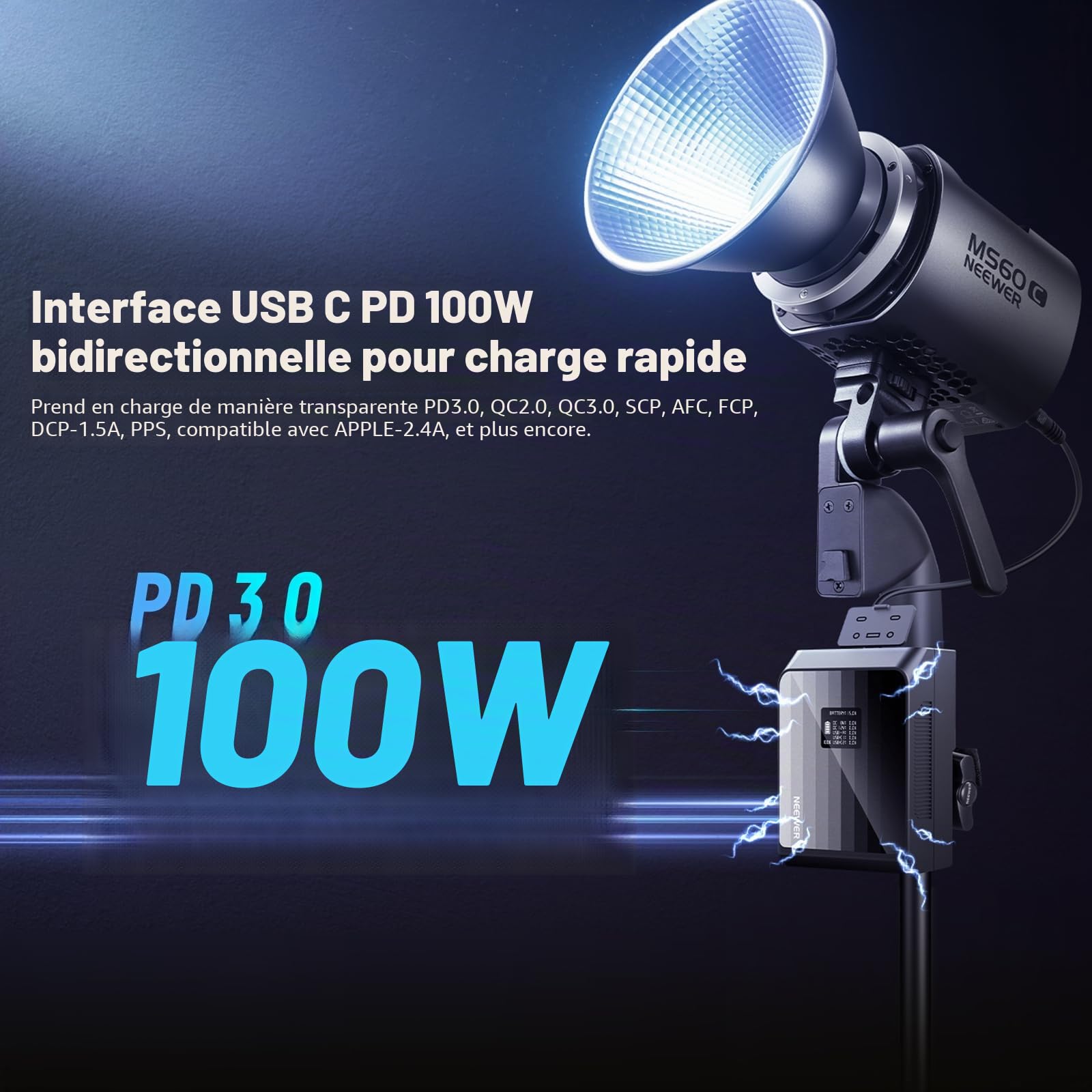 NEEWER Batterie Mini V Mount PS099EP, 6800 mAh, 99 Wh, 14,5 V, avec Charge Rapide PD de 100 W, Double USB C/D Tap/BP/USB A/Dual Ports DC, écran OLED, Compatible avec caméra BMPCC 4K 6K