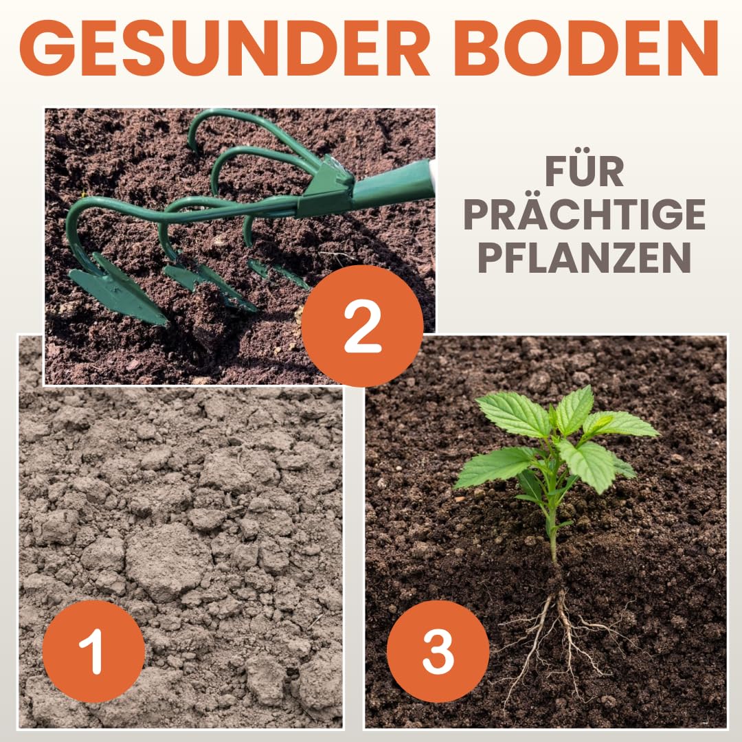 5-Zinken Handgrubber/Gartenhacke/Gartenkralle/Kultivator – Robuste Bodenhacke zur Bodenlockerung & Unkrautentfernung, ohne Stiel, Hergestellt in der EU
