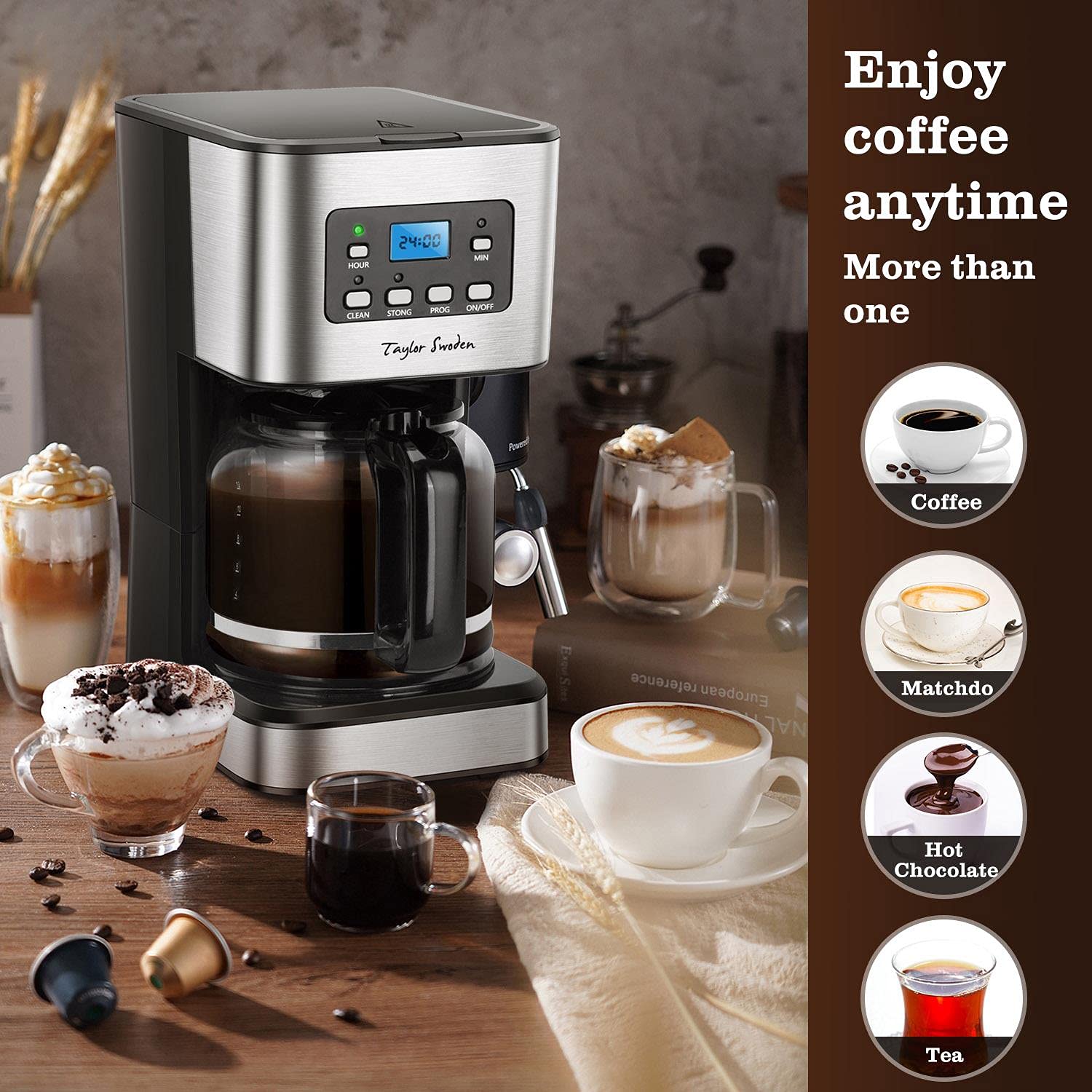 Taylor Swoden Filter Coffee Machine, Drip Coffee Maker with