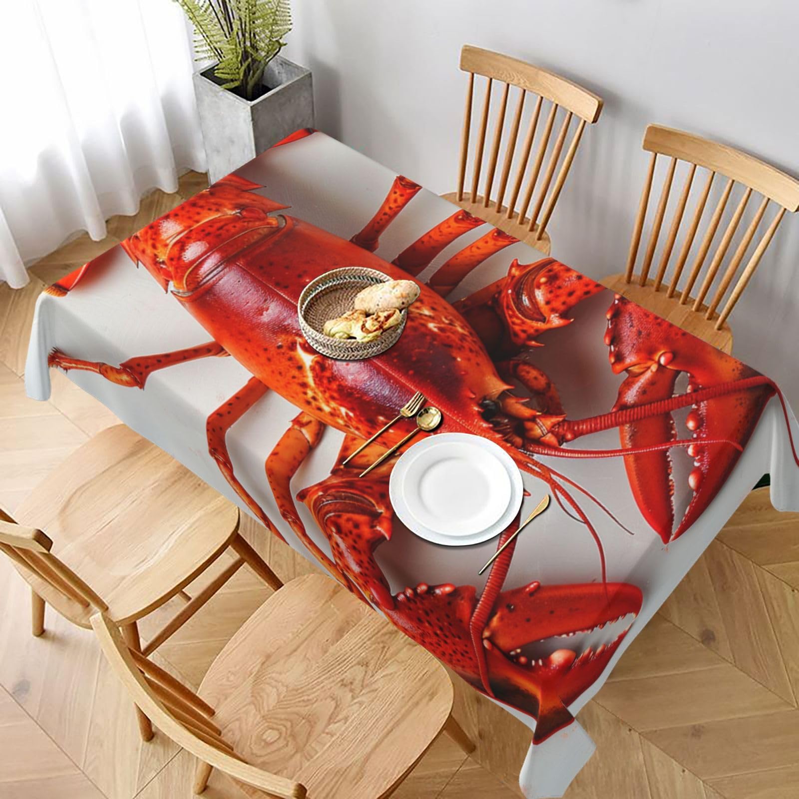 WPKJU Lobster Printed Tablecloth 60x90 in Water Resistant Table Cover Washable Rectangle Table Cloth for Dining Tables