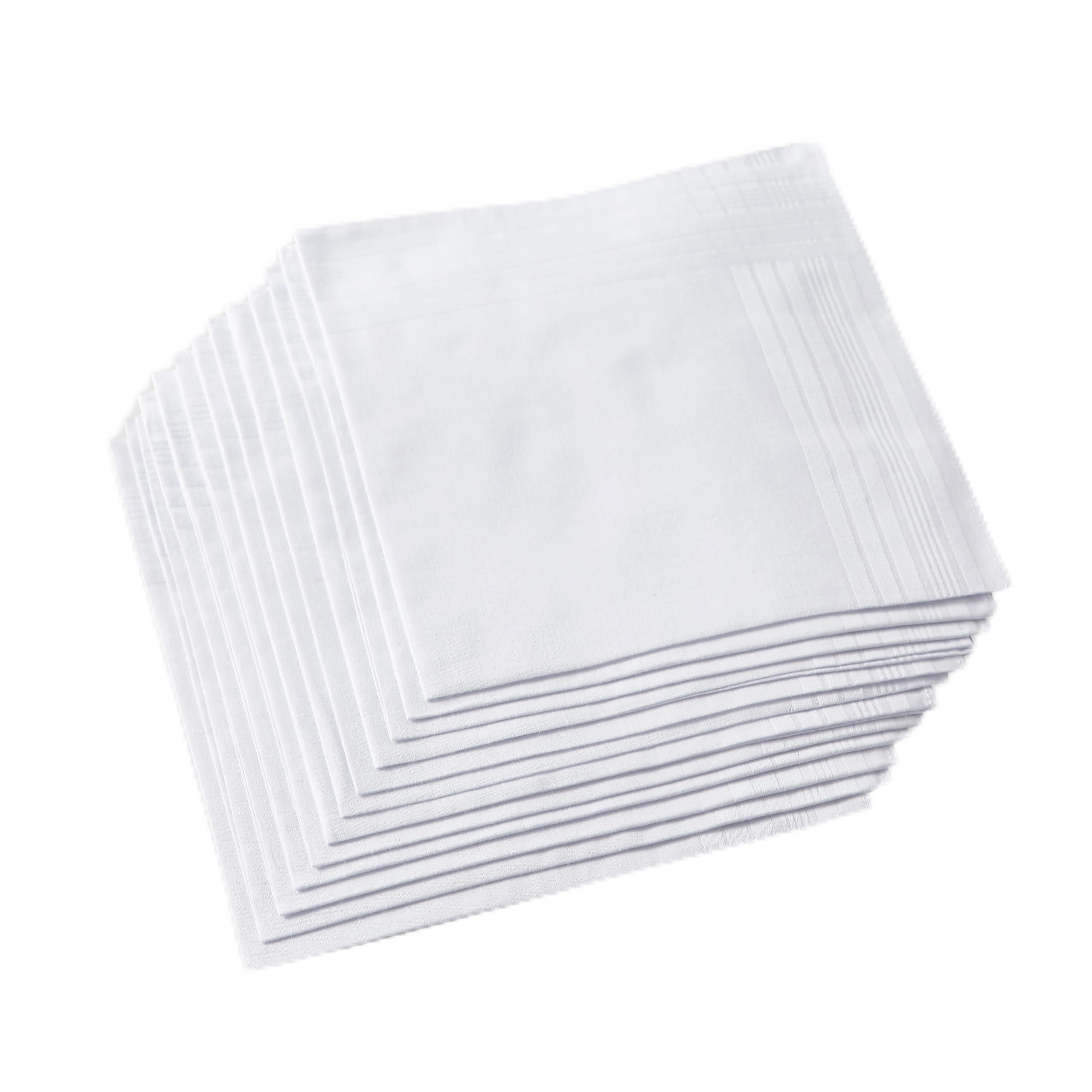 RicoskyRicosky Men's Pure White 100% Cotton HandkerchiefOEKO-TEX STANDARD 100