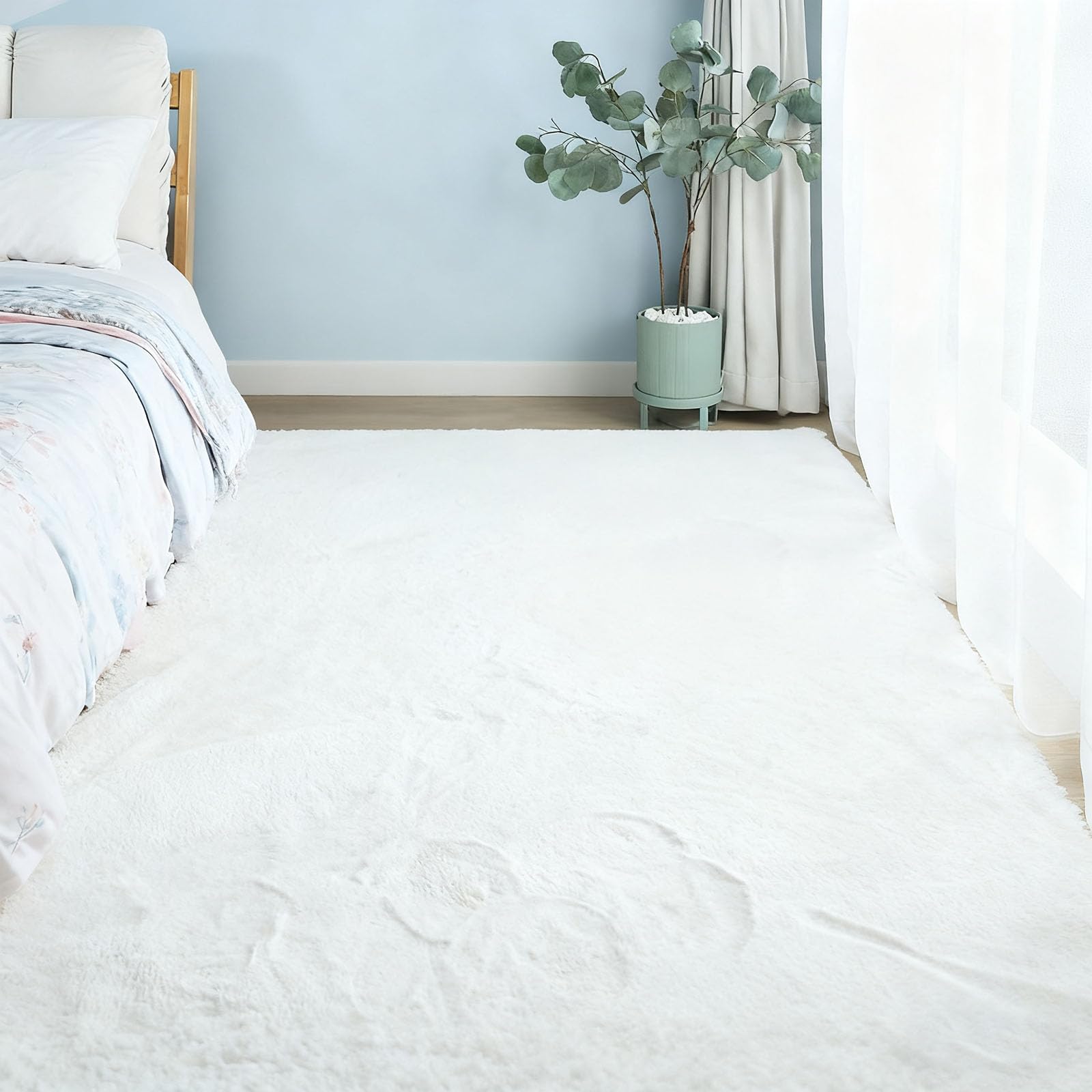 Tapis à poils courts blanc 80x230 anti-poussière tapis salon uni sobre