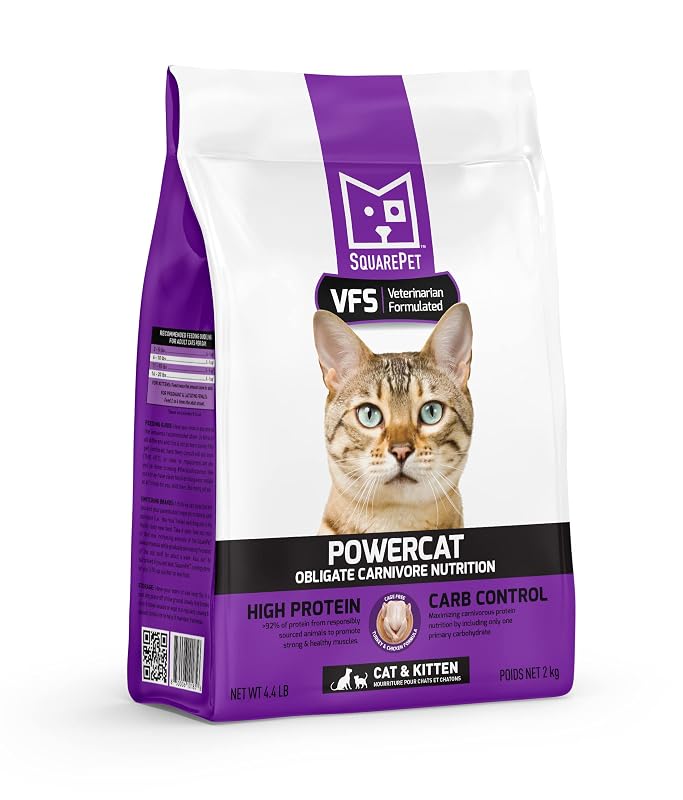 Ração seca para gatos SquarePet VFS® Powercat™ Peru e Frango, alta proteína e baixo carboidrato, 2 kg
