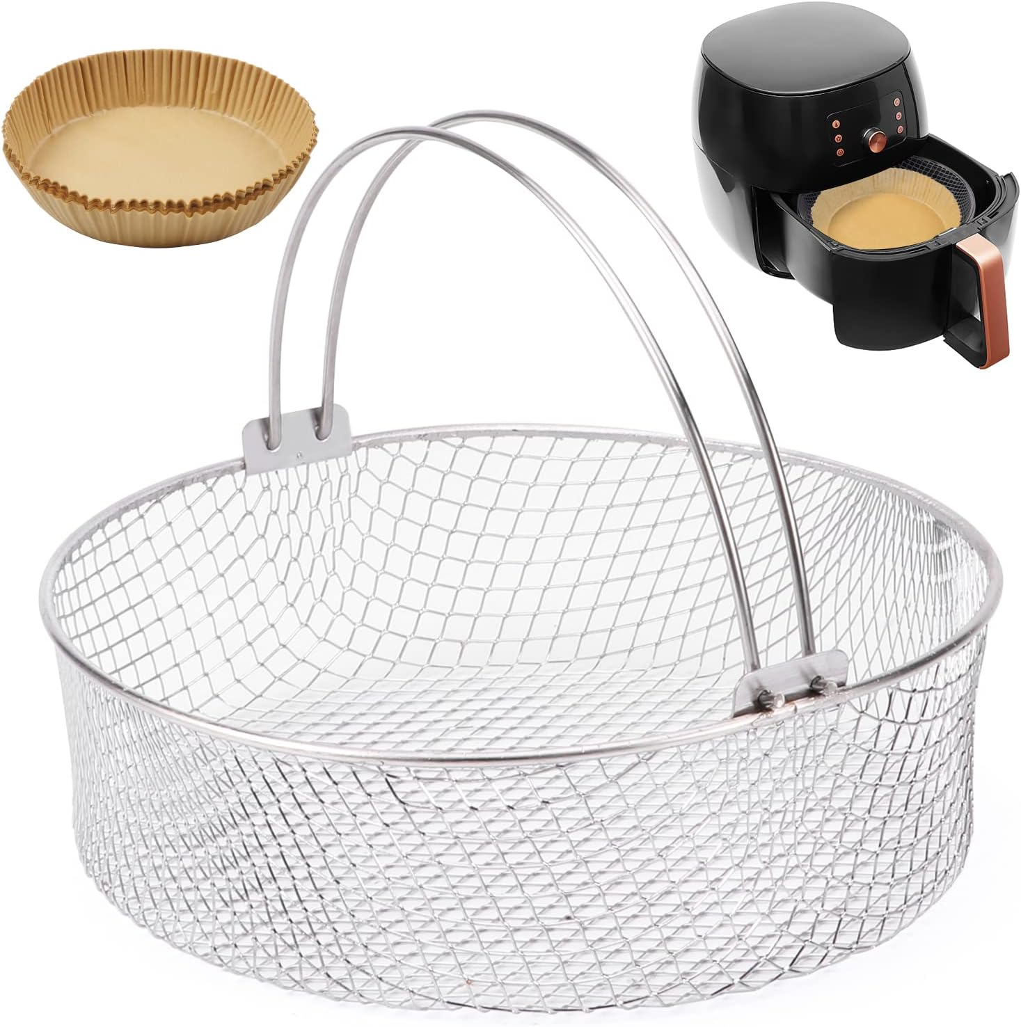 Buy Air Fryer Basket, Oven Steamer Basket with 40pcs Air Fryer Paper