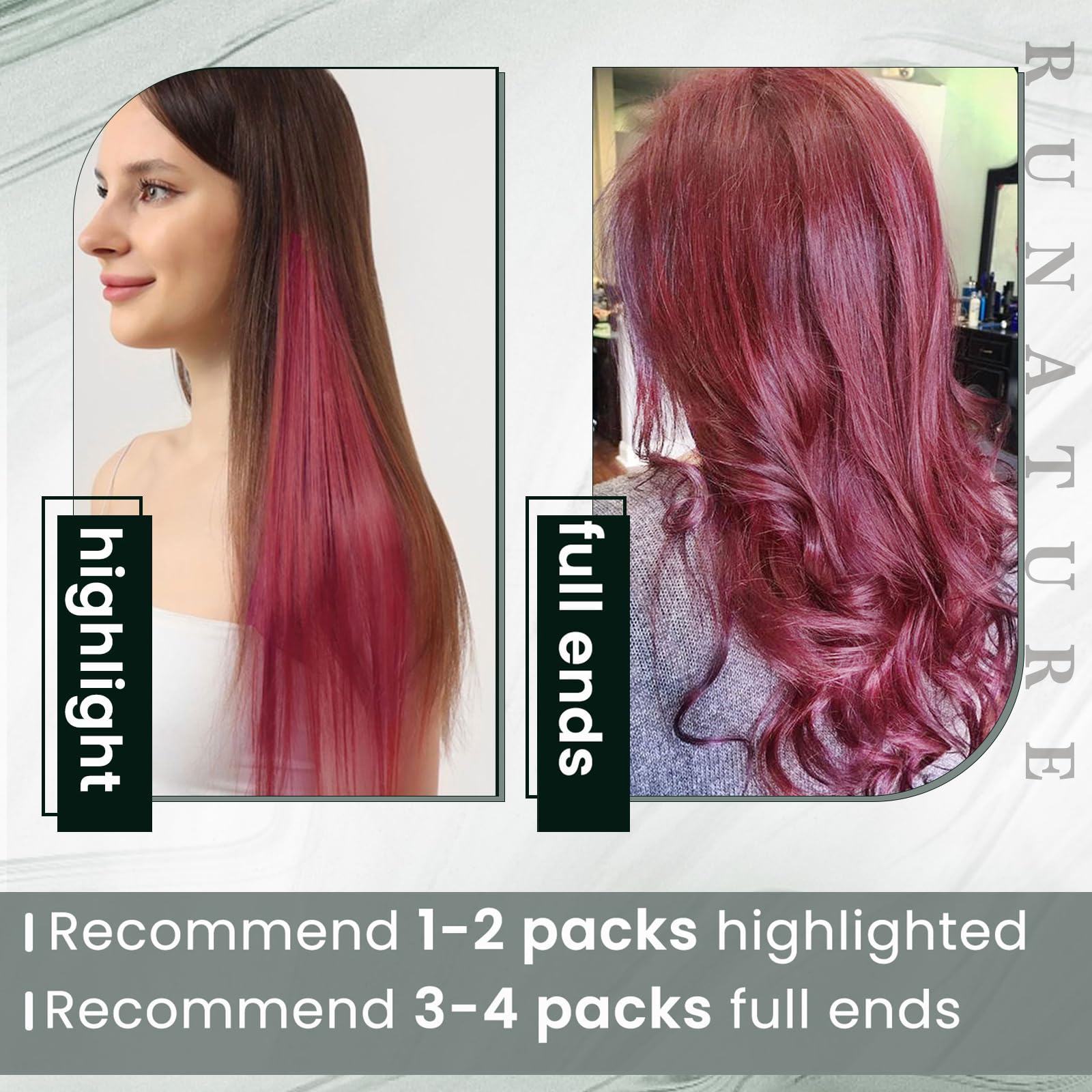RUNATURE Micro Beads Hair Extensions Real Hair Purple Remy Micro Ring Hair Extensions Invisible Remy Straight Micro Hair 14 Inch 25g/25strands #Purple — view 160