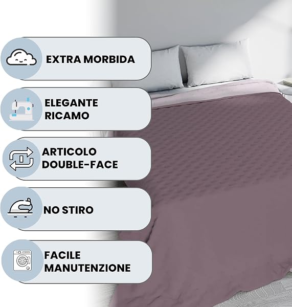 Trapunta Matrimoniale Primaverile in Microfibra, Copriletto Estivo Double Face - Trapuntino 100gr Morbido e Leggero - Coperta Letto Qualità Premium 250x250 cm – ELDERBERRY/ORCHIDEA - 2