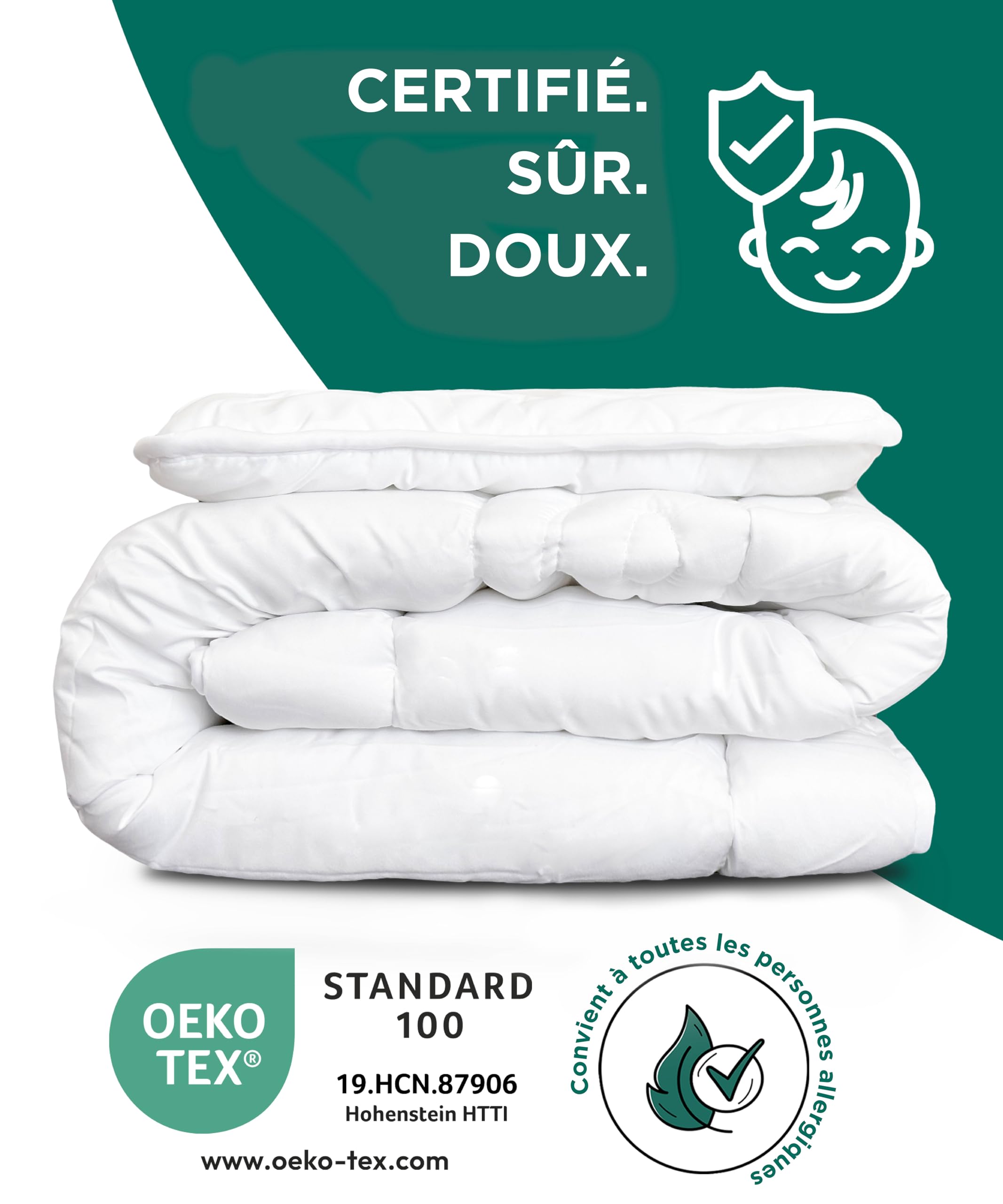 KNERST® Set Couette Bébé 100x135 + Oreiller 40x60 – Couette Lit Bébé et Coussin Enfant – Couverture Respirante, Lavable et Hypoallergénique