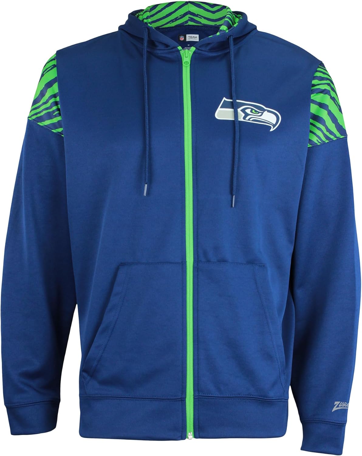 Zubaz NFL Men's Full Zip Team Color Hoodie with Zebra Band Accents (Small - 5XL)
