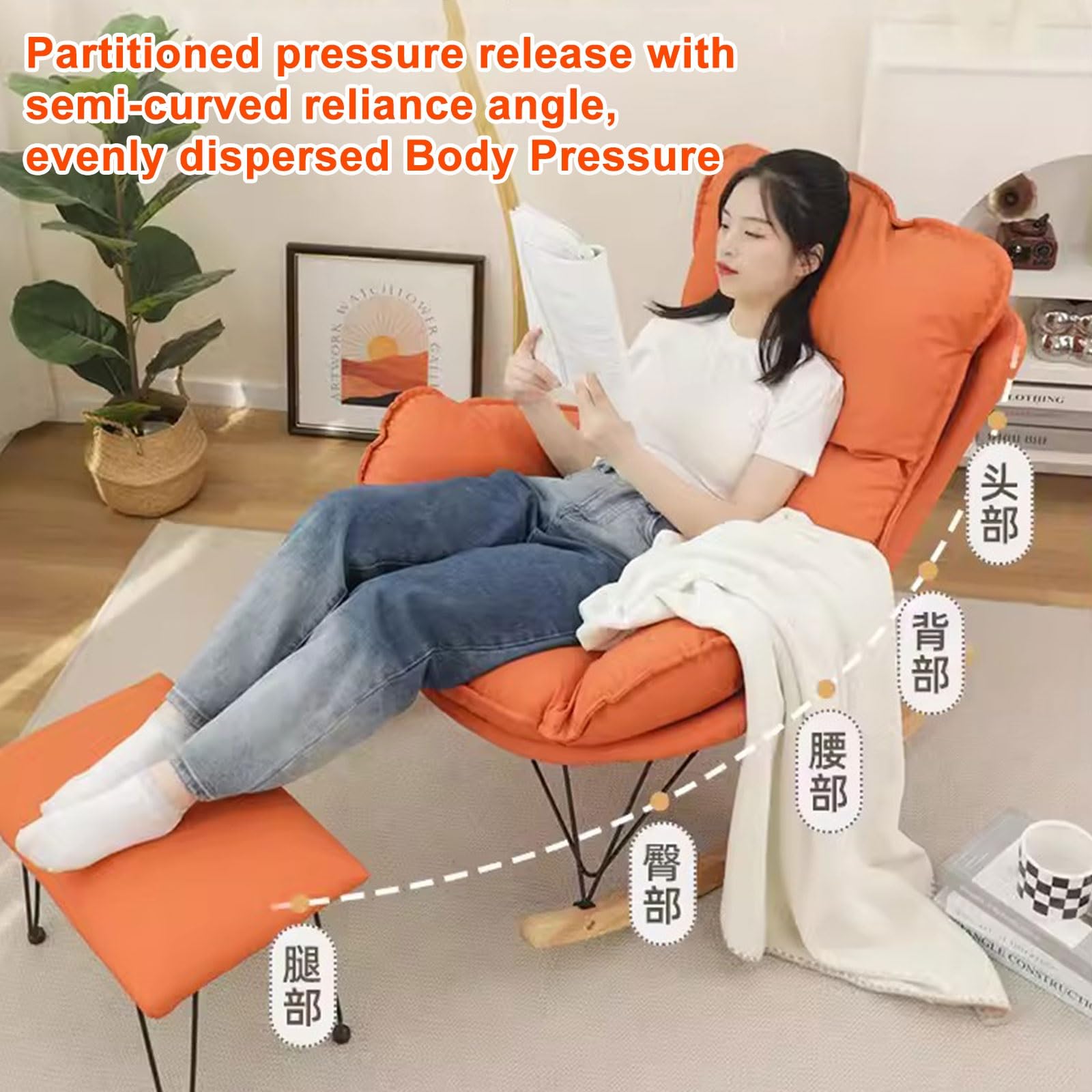 aby - Sedia a dondolo moderna per allattamento, con base in legno e cuscino, colore grigio, per mobili per la cameretta dei bambini