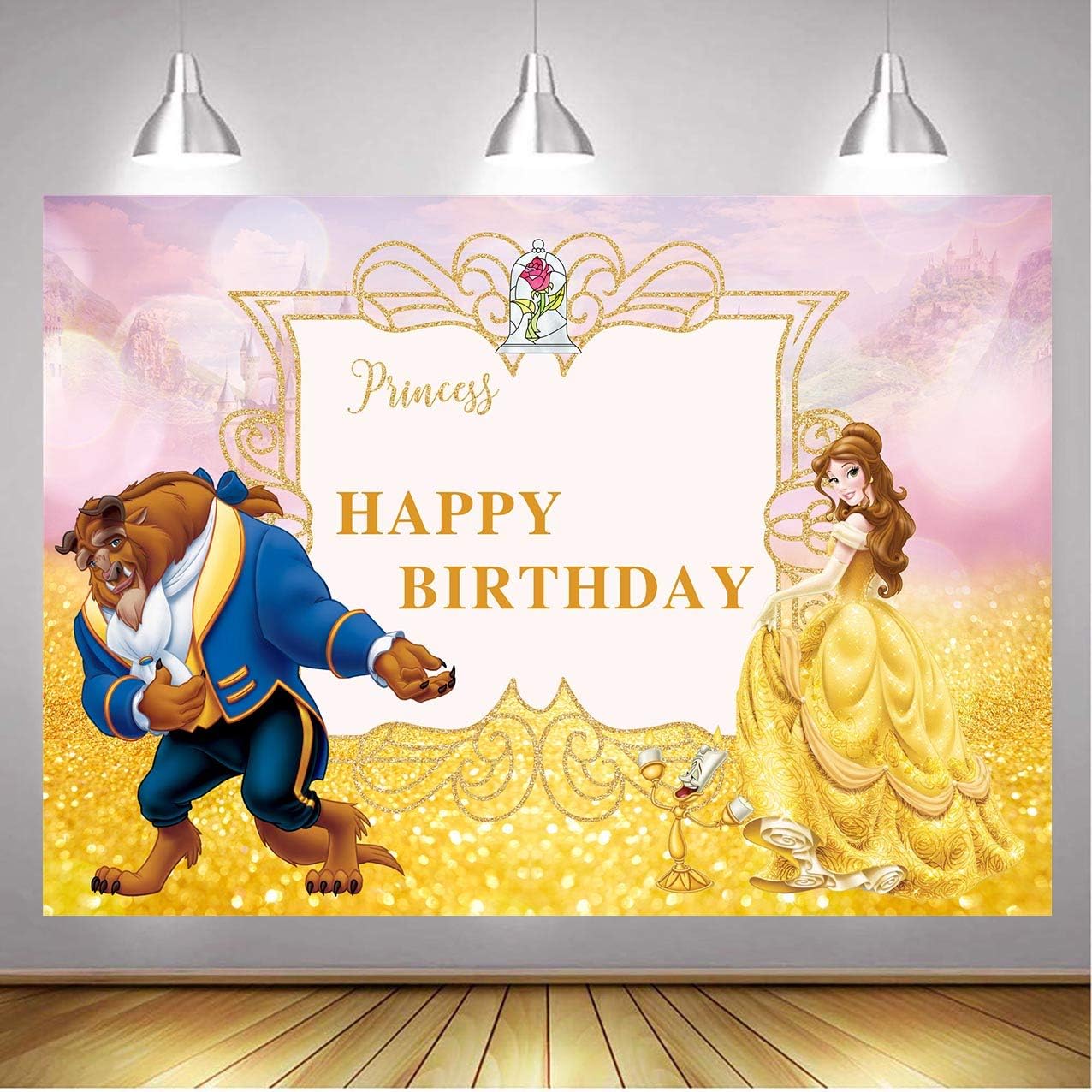 Daniu 7x5ft Joyeux Anniversaire Beaute Et La Bete Fond Photo Accessoires Personnage De Dessin Anime Pincess Animal Sauvage Pour Les Enfants Studio Fete D Anniversaire Amazon Co Uk Electronics Photo