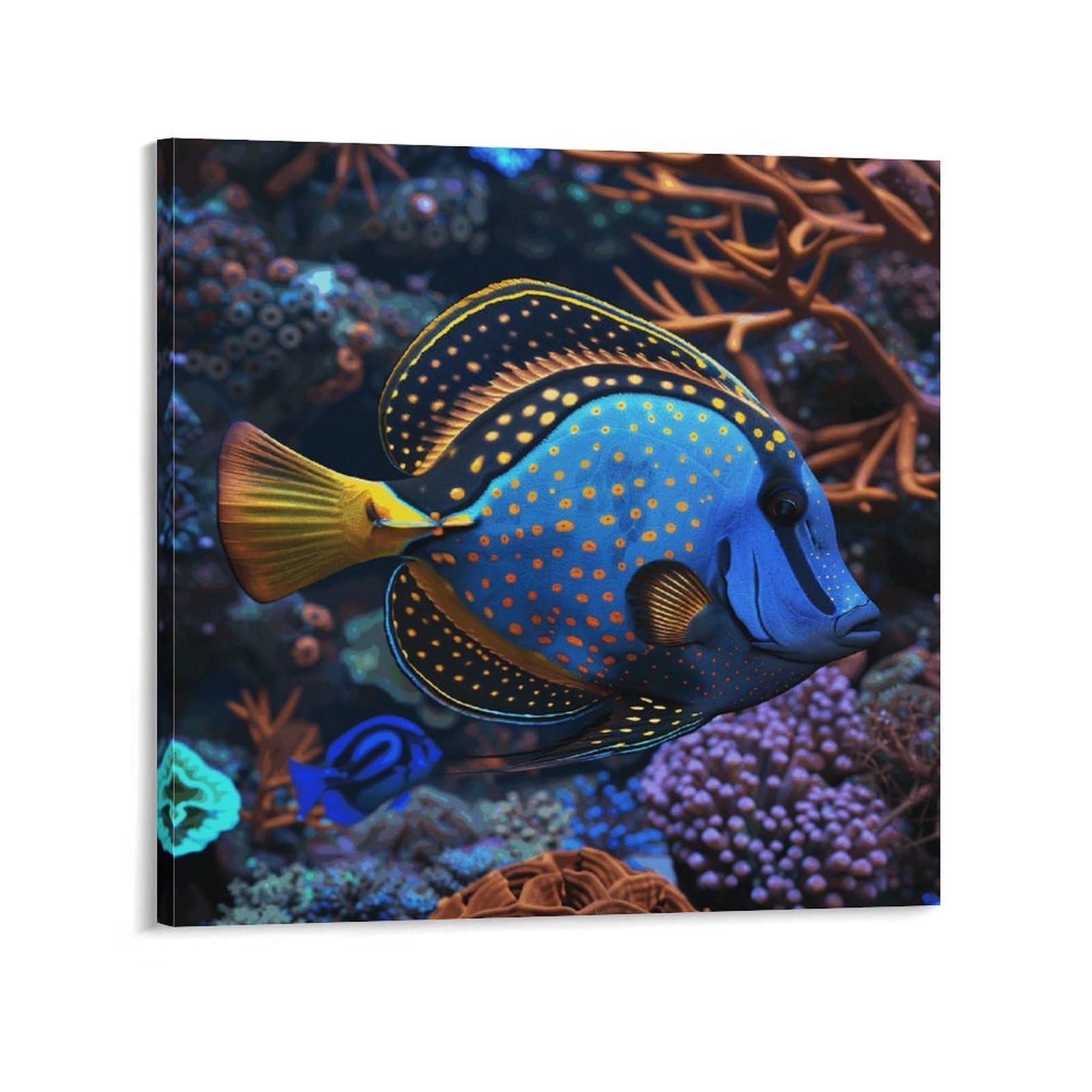 KLOPH Colorful Tropical Fish Canvas Wall Art for Living Room 08x8inch Modern Artwork Painting for Bathroom Hanging Canvas Prints Aesthetic Wallart for Bedroom Kitchen Office Wall Decor
