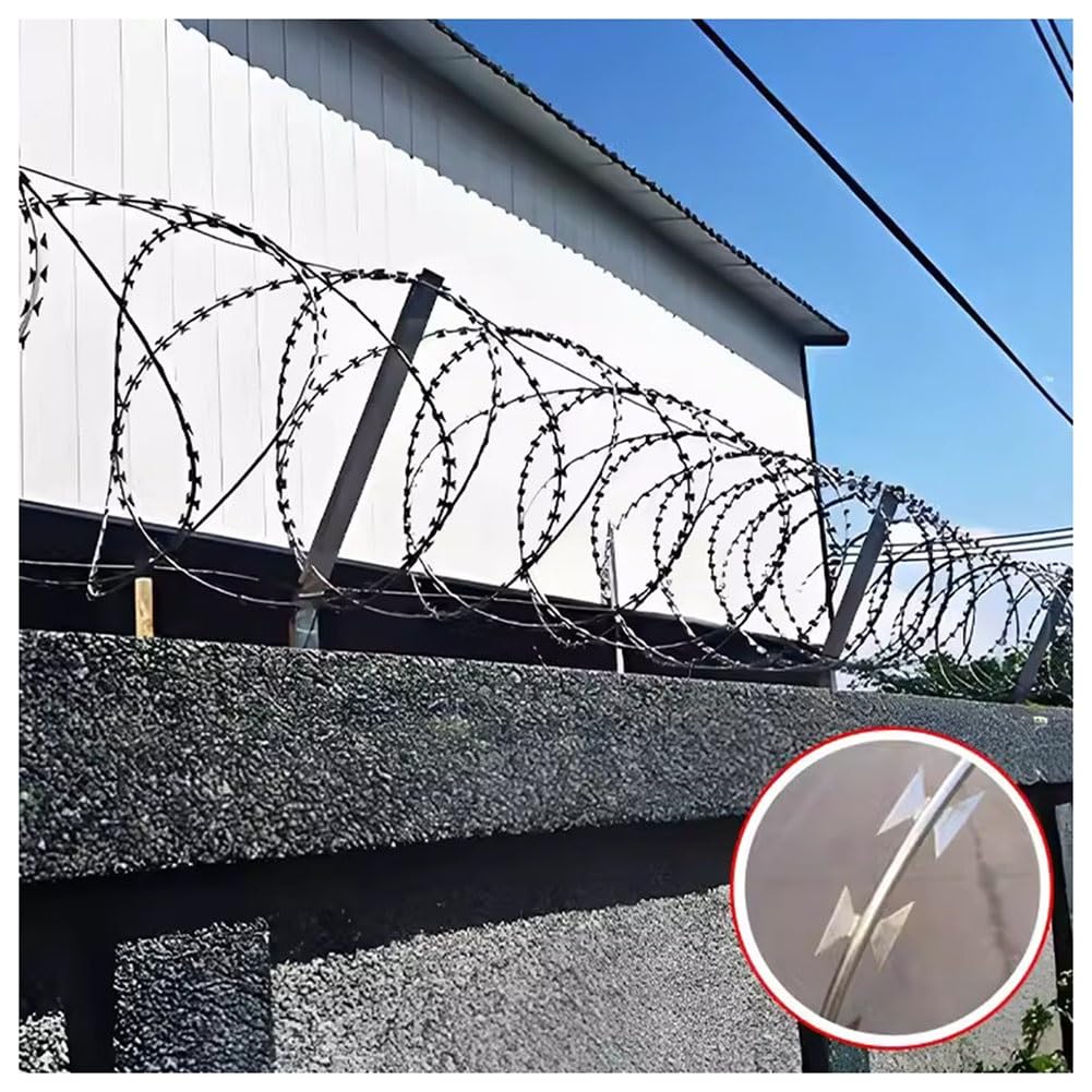 Filo spinato zincato - Recinzione a Strisce Resistente da 40 Metri, Adatta per Sicurezza, aziende agricole e Protezione perimetrale - Materiale in Resina Resistente agli Agenti atmosferici,