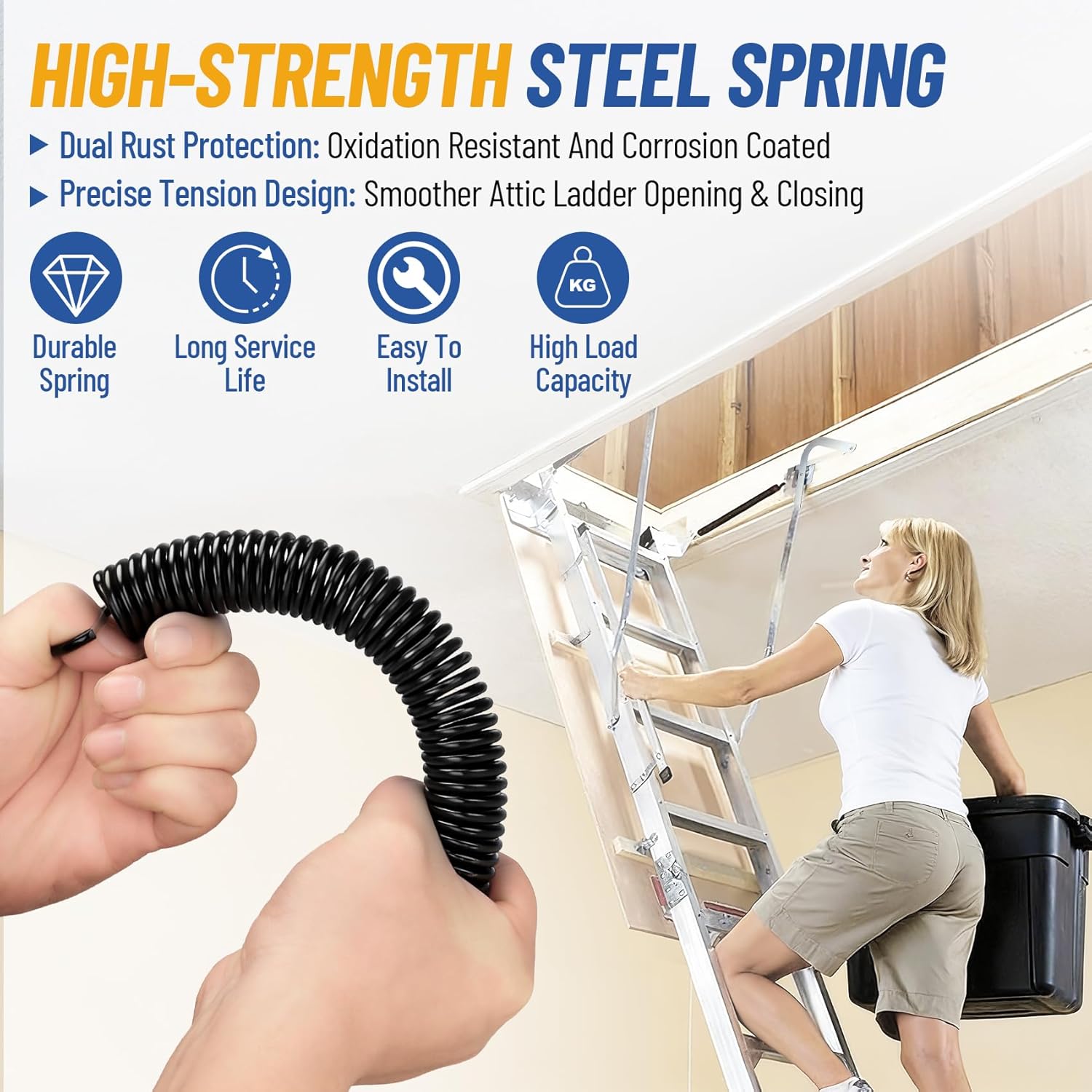 Upgrade 55-2 Attic Ladder Hinge Arms, Attic Stairs Arms 55-2 with Springs, Fit for Werner Mk 5, WU2210, W2208, W2210 Attic Stairs Produced After 2010, Galvanized Heavy-Duty Steel