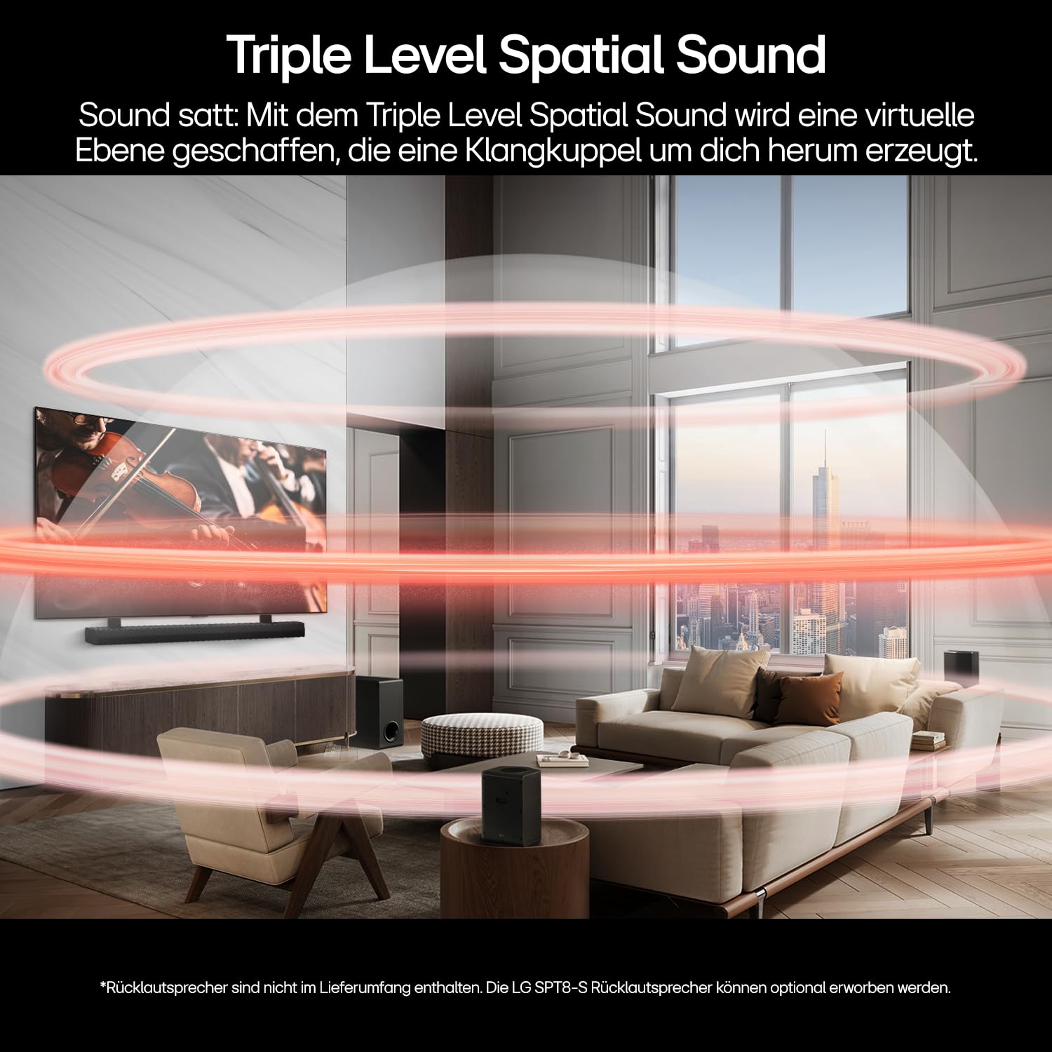 LG DS70TY 3.1.1 Dolby Atmos Soundbar (400W) mit kabellosem Subwoofer (eARC, HDMI, Optisch, Bluetooth) [2024], Schwarz