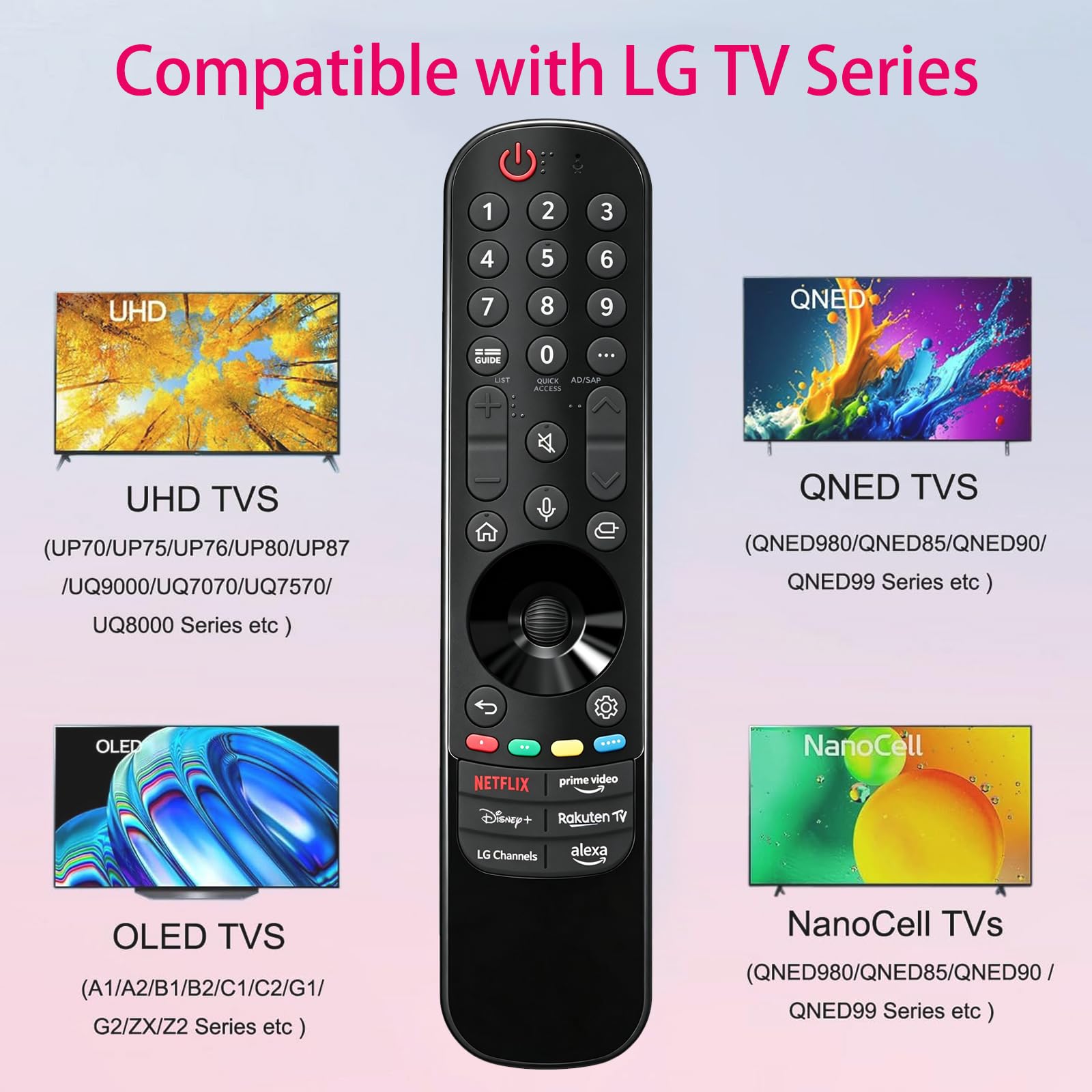 Magic Remote Control AN-MR24GA/23GA/22GA/21GA con funzione vocale e puntatore compatibile con telecomando LG Smart TV, compatibile con LG Smart TV WebOS, OLED, QNED, NANOCell, 4K, 8K