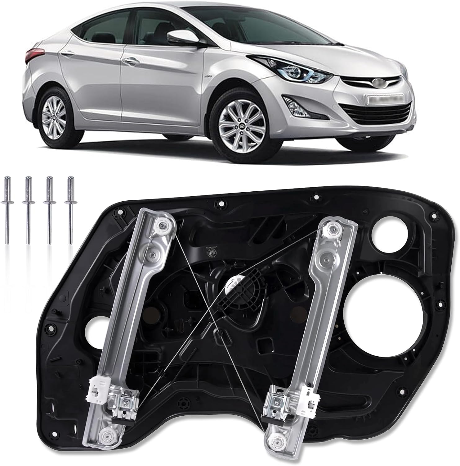 Window Regulator Driver Side Without Motor for Front Left Side Compatible with Hyundai Elantra 2011-2016 Sedan Only - Replace 824713Y010 Power Window Regulator