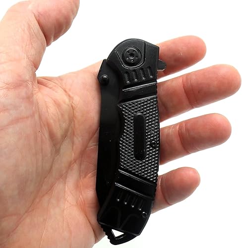 Miniatura 3 de Kawtco Cuchillo de bolsillo EDC plegable asistido por resorte de 8 pulgadas, con clip para cinturón, hoja DP quirúrgica alemana para robar