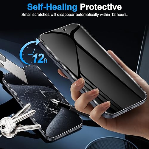 Miniatura 4 de LYWHL Paquete de 2 protectores de pantalla de privacidad para iPhone 15 / iPhone 15 Pro [como la sensibilidad táctil original], película privada