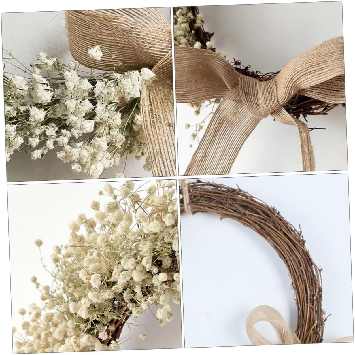 SOLUSTRE Simulated Rattan Circle Wreath Dry Flower Floral Wedding Floral Gypsophila Garland Home Decor