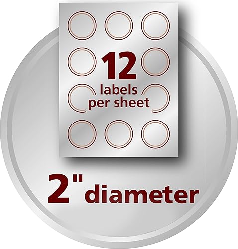 Miniatura 7 de Avery Etiquetas redondas de papel de aluminio en relieve imprimibles 2 pulgadas de diámetro plata 96 etiquetas personalizables 22824
