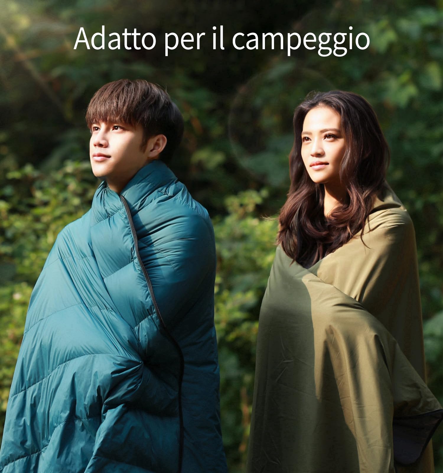 Litume Sacco a pelo per tre stagioni in piuma combinabile, leggero, sacco a pelo compatto per adulti, sacco a pelo doppio, per trekking, campeggio, famiglia, compatto con sacca per il trasporto