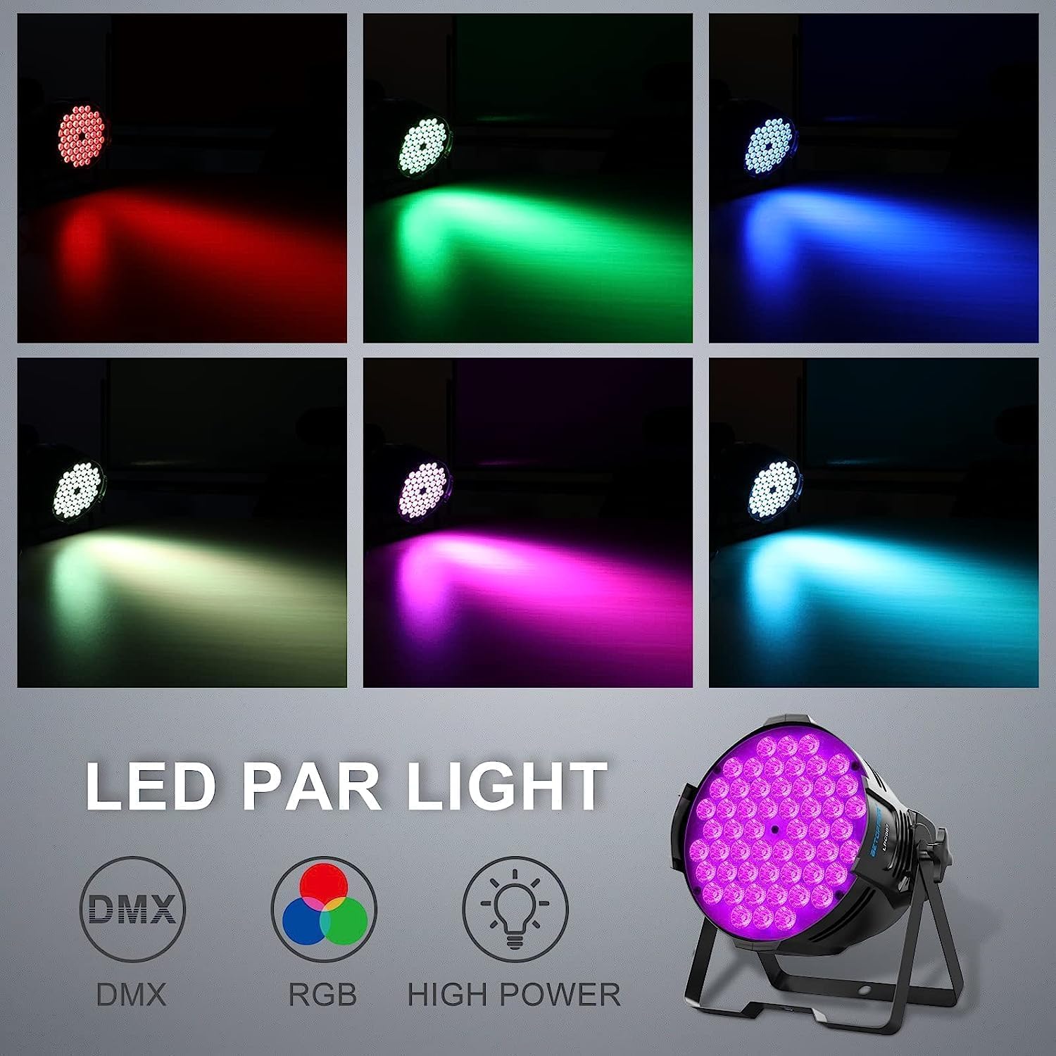 Betopper 180W Par Led RGB Lumière Soirée Dj Strobe Lumière de Scène 4P | 54x3W Projecteur de Scene DMX512 Pofessionnel Lumière Stroboscope pour Fête De la musique Halloween Noël Bar Club LPC007 1P