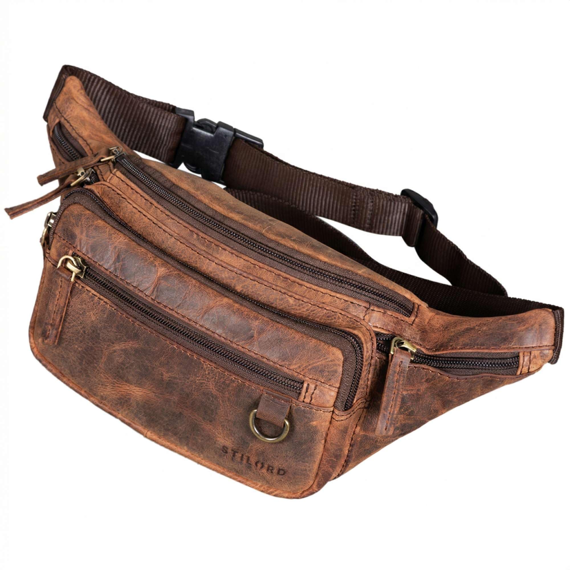 STILORD Robin Premium saszetka nerka męska ze skóry w stylu vintage, z prawdziwej skóry, torba na biodra, Crossbody, torba na ramię z 6 kieszeniami na zamek błyskawiczny, na smartfon, festiwal, podróż