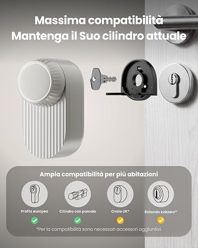 SwitchBot Lock Ultra Max con SwitchBot Tastierino Vision Pro, riconoscimento 3D di volto e vene del palmo, sblocco in 1,1 s, facile installazione, autonomia 9 mesi, accesso remoto e Matter - 3