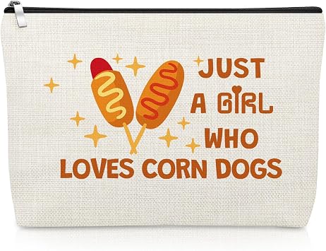 Corn Dogs Lover Makeup Bag for Woman Corndogs Cosmetic Bag for Daughter Friend Sister Foodie Hot Dog Lover Gift for Her Food Themed Present Christmas Birthday Present Foodie Travel Zipper Pouch