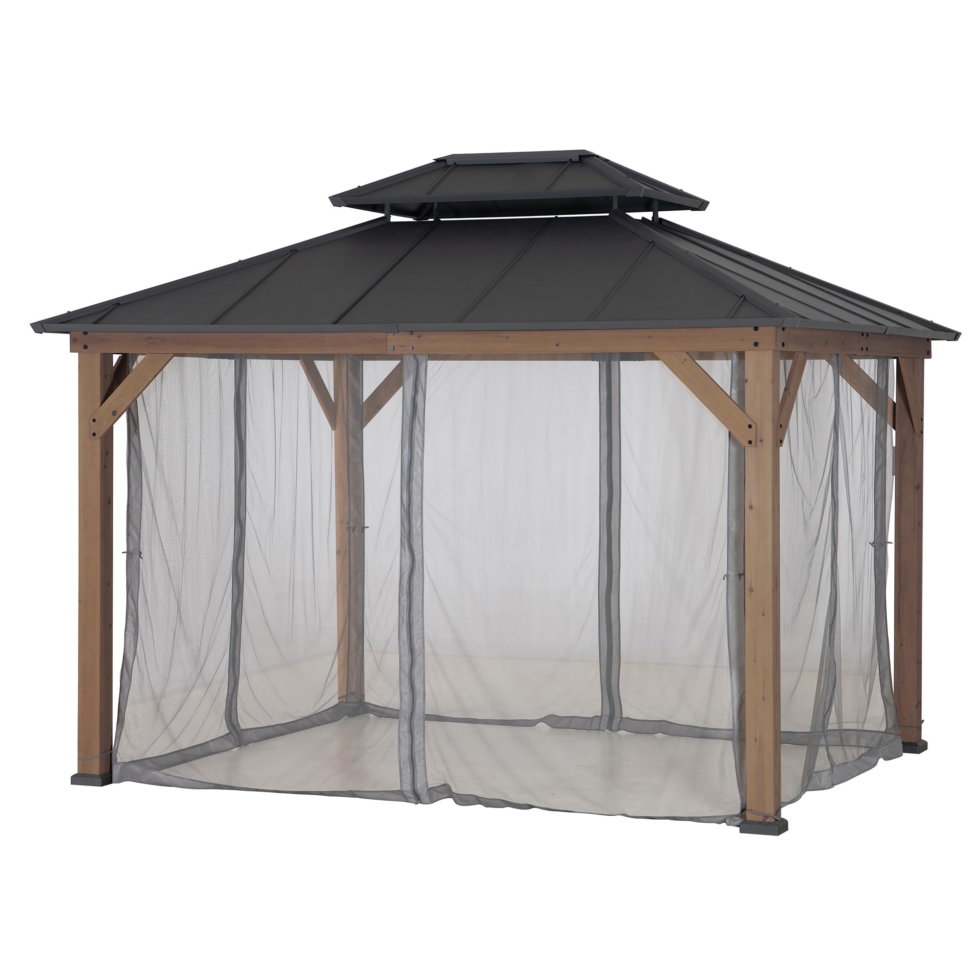 Sunjoy Replacement Netting for Outdoor Cedar Wooden Gazebo - 3x3.6m, Suitable for A102032602(Not Inculde Gazebo