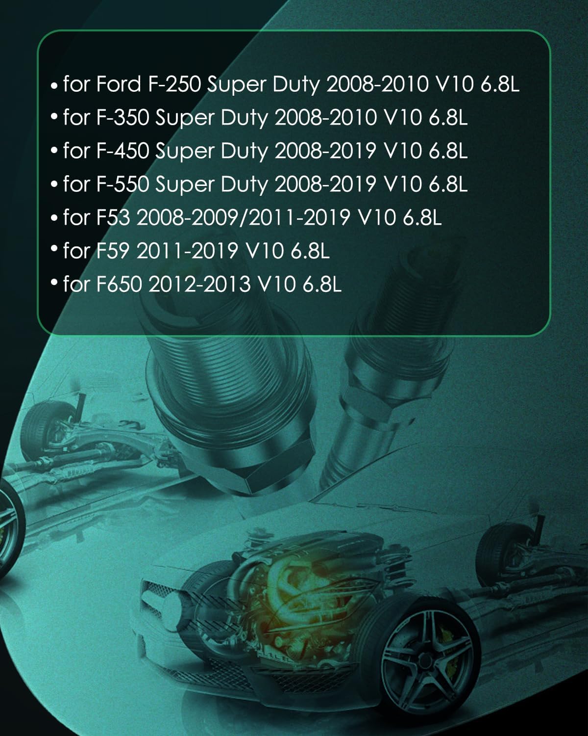 SCITOO Spark Plugs suitable with for Ford F53 2008-2009/2011-2019, F59 2011-2019, F650 2012-2013, F-250/350 Super Duty 2008-2010, F-450/550 Super Duty 2008-2019, 6.8L,Pack of 10, 372