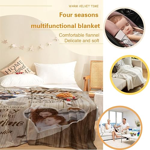 Miniatura 5 de Regalos de cumpleaños para mamá, manta personalizada de hija con fotos, regalos y nombre, manta personalizada significativa con imagen única