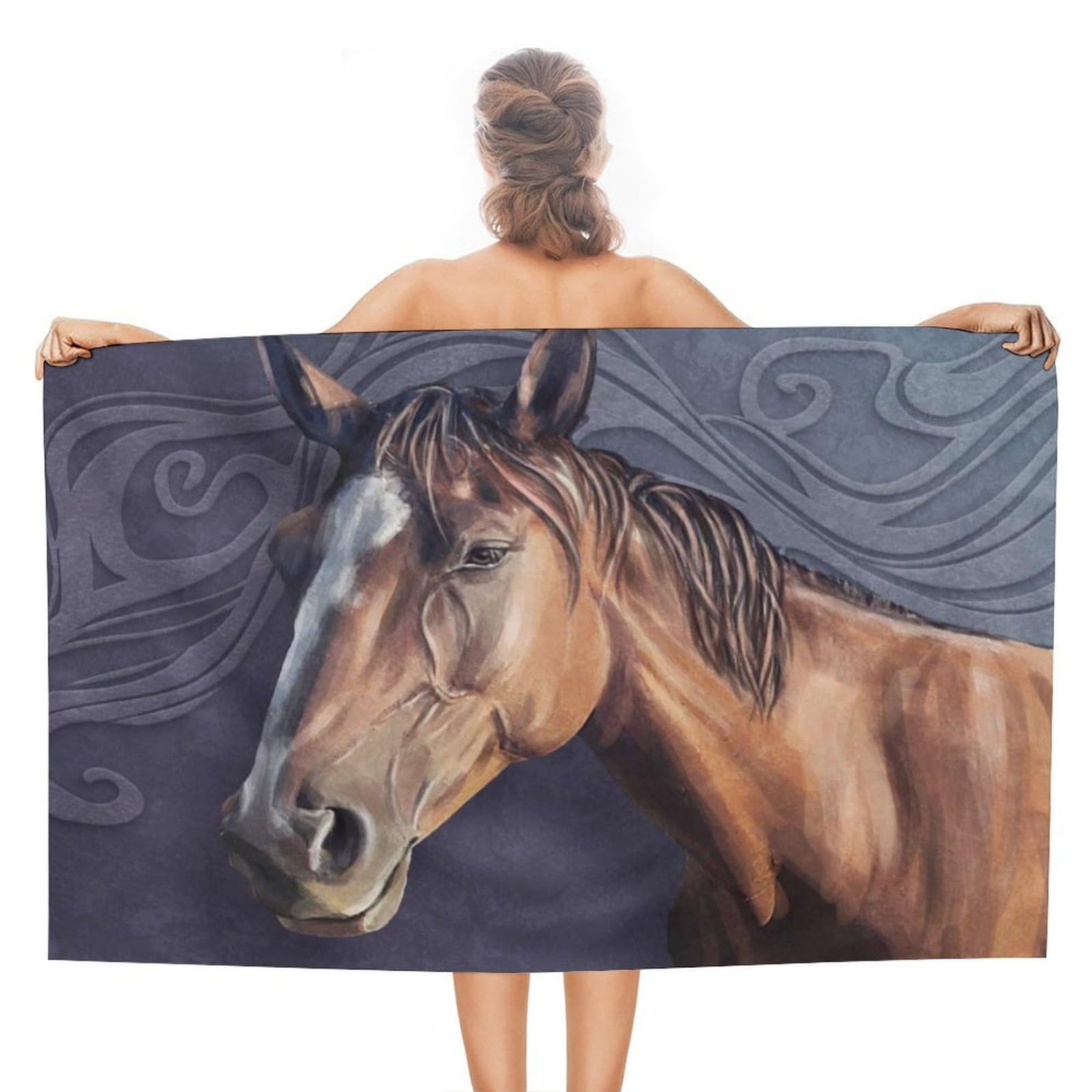 Nclqvjxzkhw Women's Style Horse Beach Towel For Adults Lightweight Bath Towels Swim Travel Gym Sports 130×80Cm