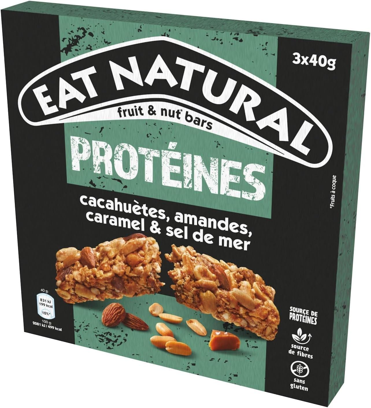 Eat Natural – Lot de 5 variétés de barres de céréales sans gluten – Amandes, Cranberries, Cacahuètes, Chocolat noir, Vegan – 5 x 3 barres de 40 g (15 barres)