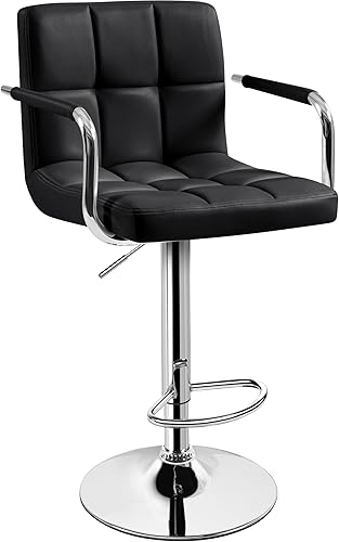Miniatura 121 de Yaheetech Juego de 2 taburetes de bar ajustables de piel sintética, taburetes de mostrador modernos con respaldo y reposapiés, taburetes de bar