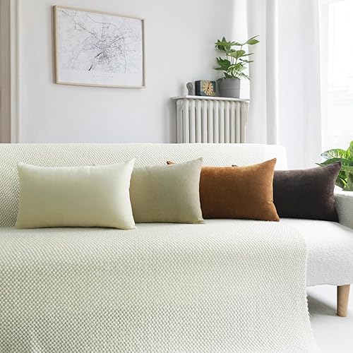 Juego de 4 fundas de almohada decorativas de 12 x 20 pulgadas, fundas de almohada cuadradas de felpilla suave, decoración del hogar para sofá, cama,