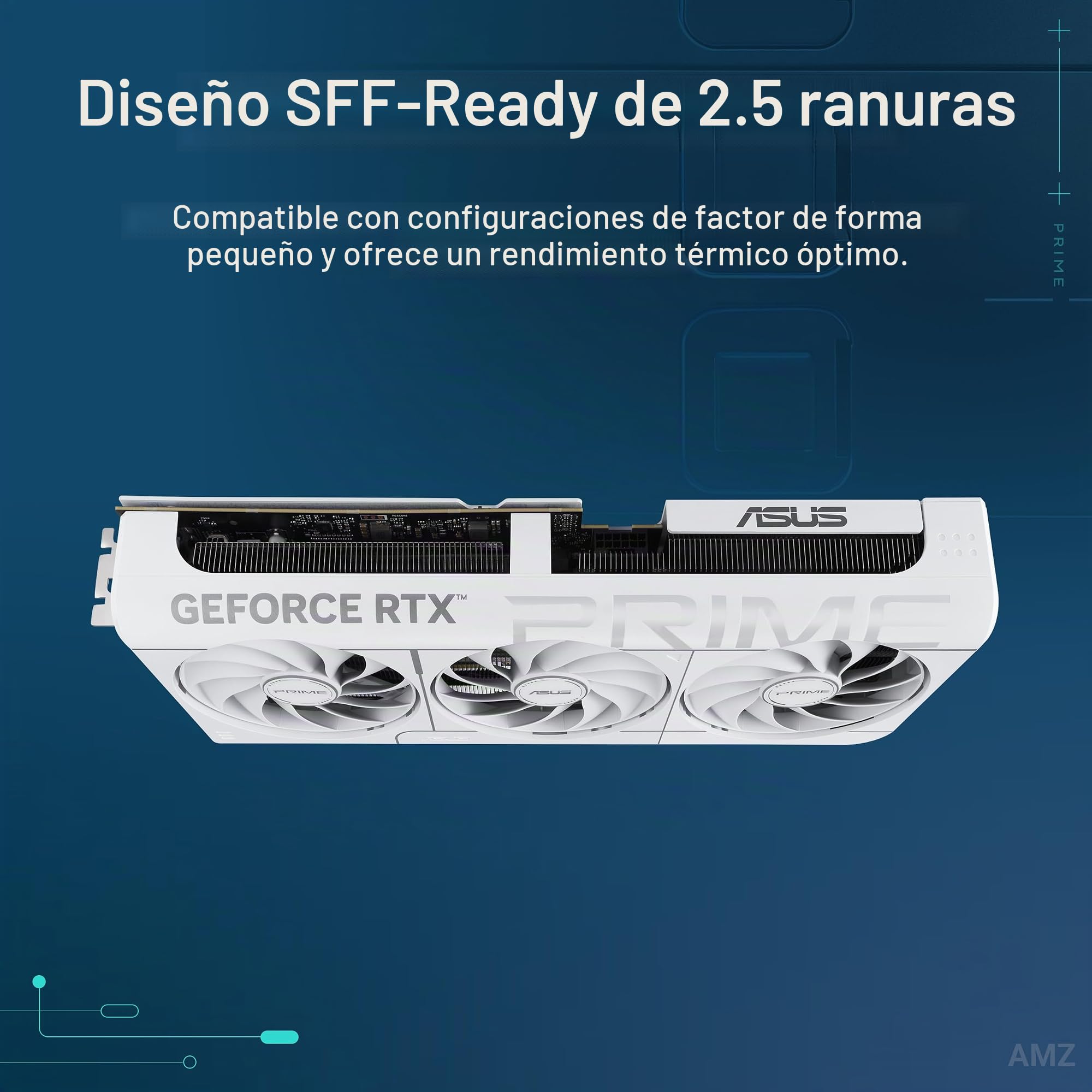 ASUS La Tarjeta gráfica Prime GeForce RTX™ 5070 de 12 GB GDDR7 White OC Edition Lista para SFF (PCIe® 5.0, 12 GB GDDR7, HDMI®/DP 2.1, 2.5 Ranuras, Ventiladores Axial-Tech, BIOS Dual)