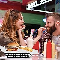 Vista 3 de Cesta de alimentos para pan, paquete de 20 bandejas de plástico para servir alimentos, cestas de restaurante, cesta reutilizable para papas fritas