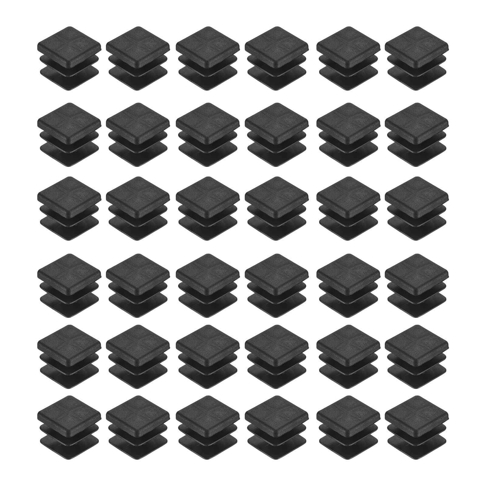 uxcell 38Pcs Square Plastic Plugs, 18 x 18mm/0.71 x 0.71inch PE Pipe Tubing End Caps for 14-16mm/0.55-0.63inch Square Tube Furniture Chair Leg, Black