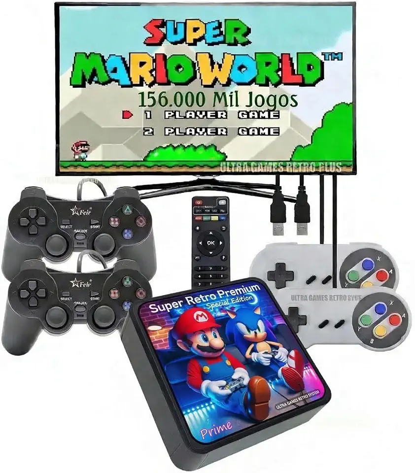 Super Retro Premium Edição Especial + 156 Mil jogos + 4 Controles + Atualizado