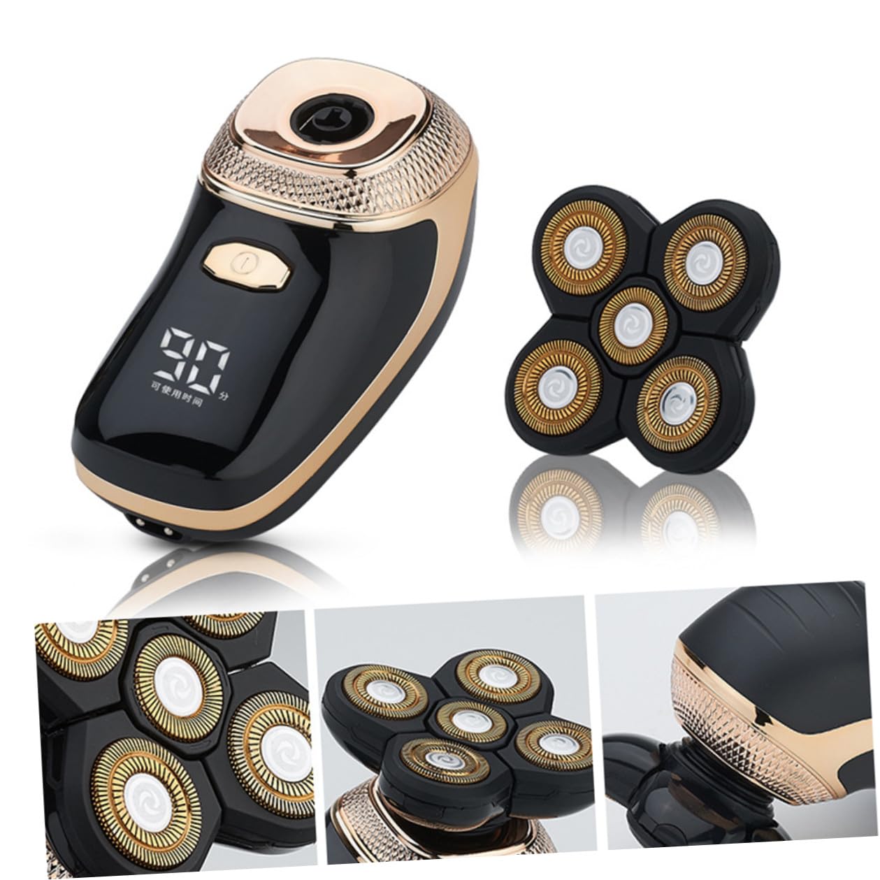 TOPBATHY Rasoio Elettrico Barba e Chioma Uomo Cinque uno Lama in Acciaio Placcato Titanio Ricaricabile USB Design Ergonomico per Rasatura Precisa