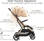Gromast 2 in 1 Baby Stroller, Portable Travel Newborn Toddler Stroller with Cup Holder & UPF 50+ Canopy, One-Hand Automatic Folding - Khaki