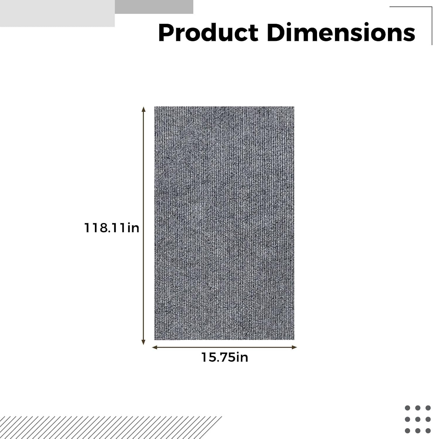 Cat Scratch Pad Furniture Protector, 15.7 in x 9.8 ft Gray, Self-Adhesive, Wall Corner Climbing Carpet, DIY Cat Scratching Post