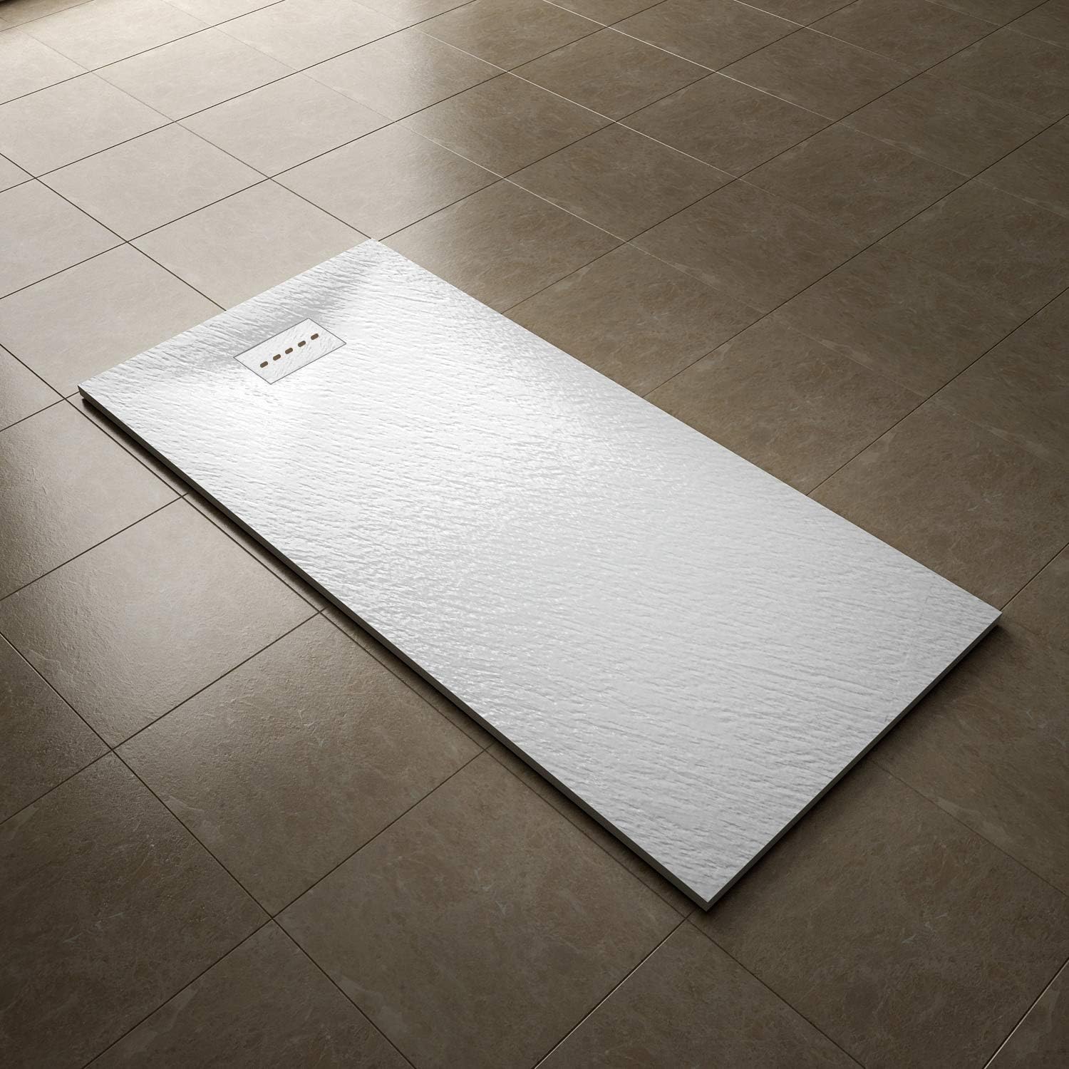 1700 x 800mm Slip-Resistance Shower Base Slate Effect Square Shower Enclosure Tray with Waste and Resin Cover Grate